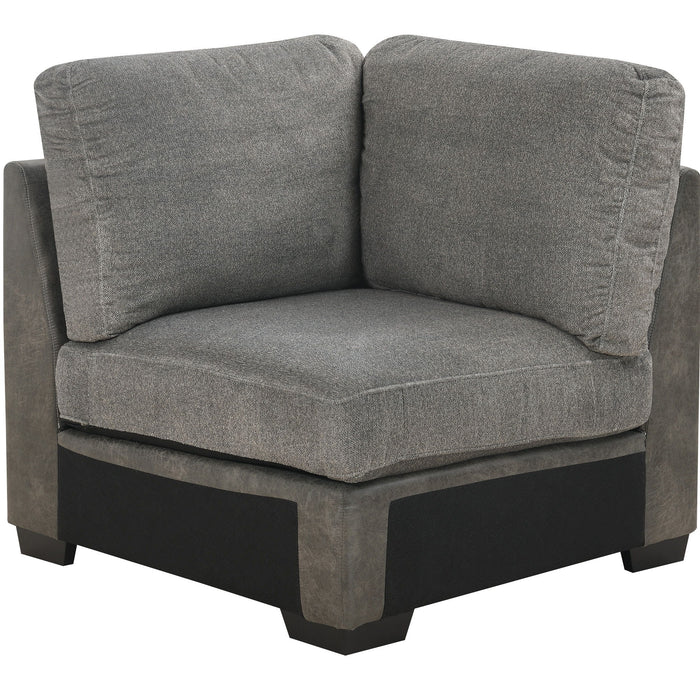 Berlin - 3 Piece Sectional - Gray Herringbone & Sanded Microfiber - Fabric