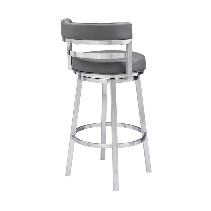 Titana - Swivel Faux Leather And Brushed Stainless Steel Bar Stool