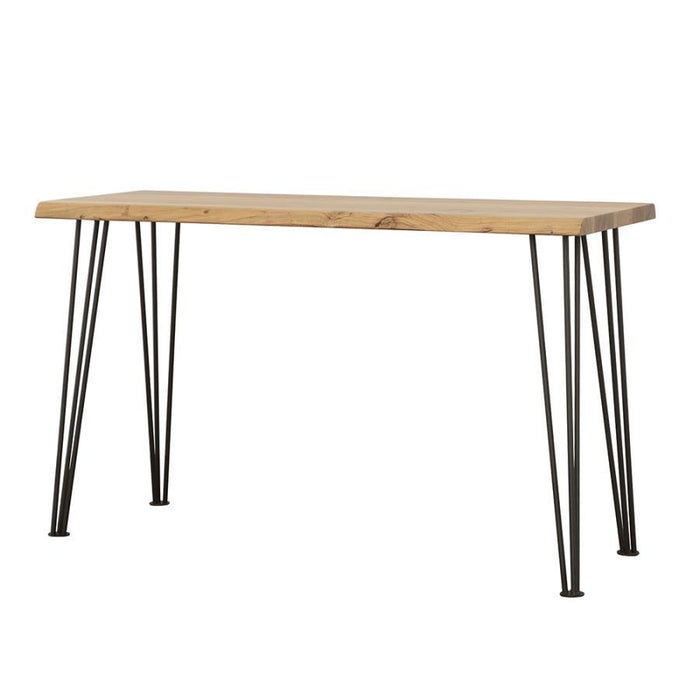 Zander - Solid Wood Top Console Table - Natural And Matte Black