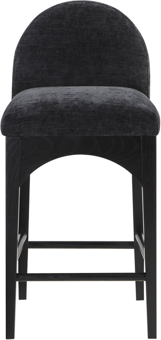 Waldorf - Chenille Stool With Black Legs