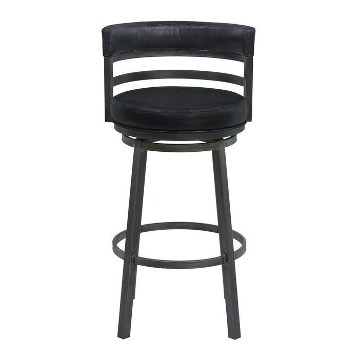Madrid - 26" Counter Height Metal Swivel Barstool - Ford Black Pu And Mineral Finish