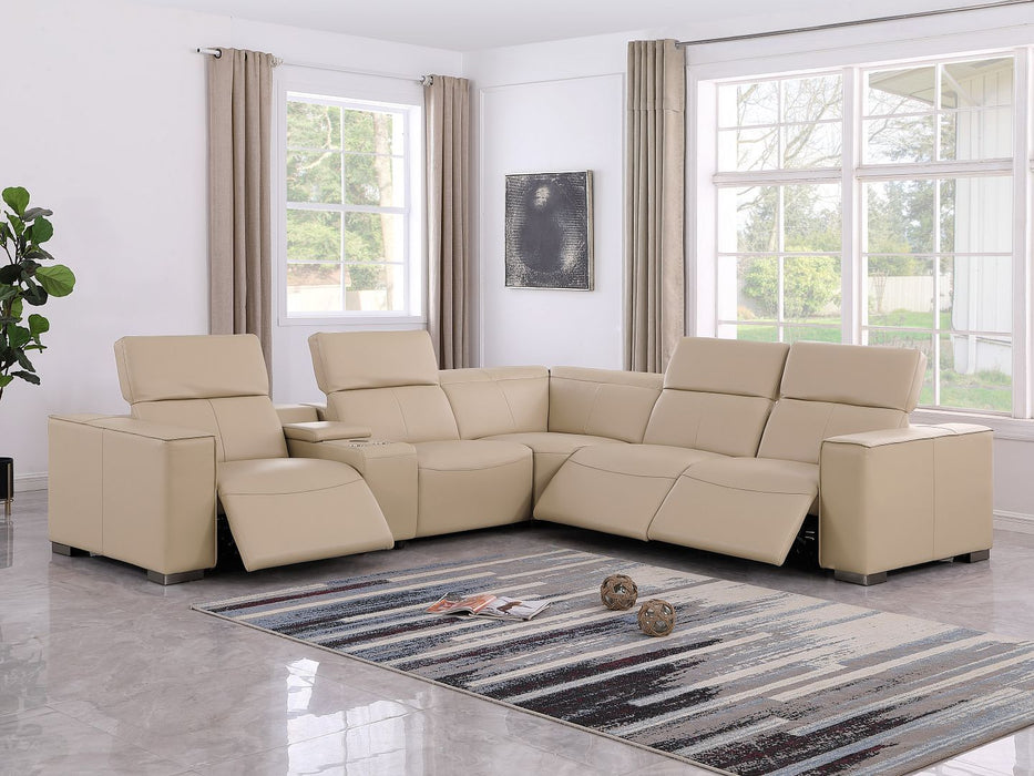 1208 - 6-Piece L-Shaped Leather Reclining Sectional With 3 Power Recliners