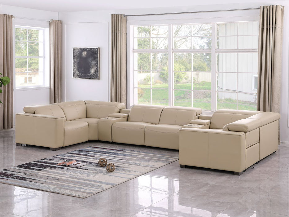 1208 - 8 Piece U Shaped Leather Sectional With 4 Power Recliners & Power Headrests