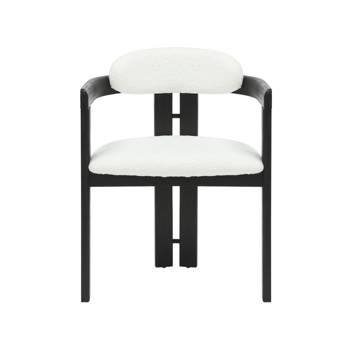 Jazmin - Curved Back Wood Dining Chair With Boucle Fabric Seat Set