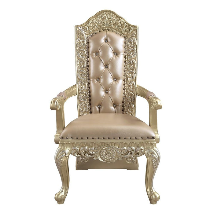 Vatican - Arm Chair (Set of 2) - Synthetic Leather & Champagne Silver