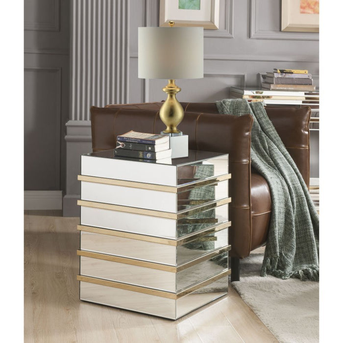 Osma - End Table - Mirrored & Gold