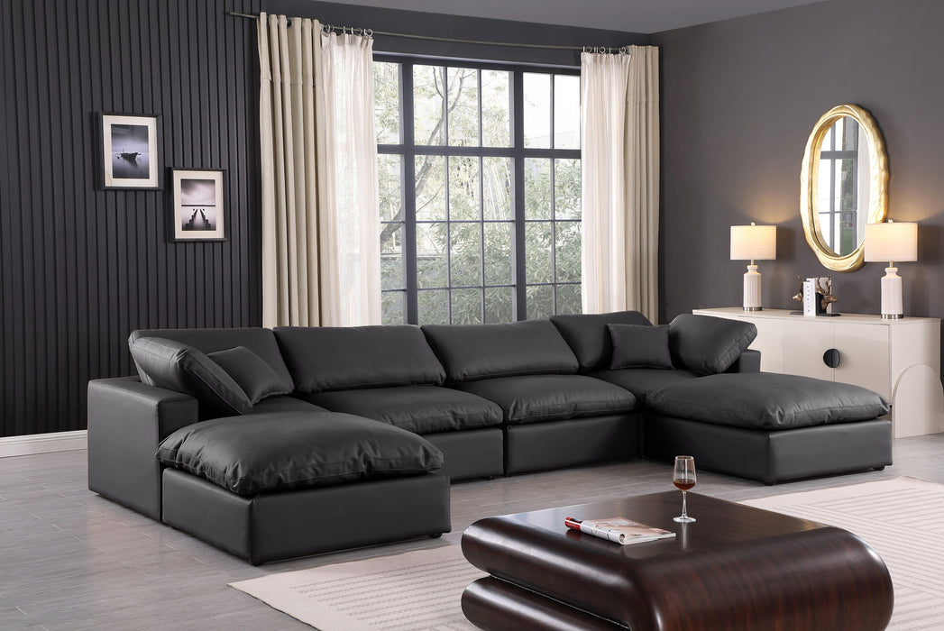 Comfy - 6 Piece Faux Leather Modular Double Chaise Sectional