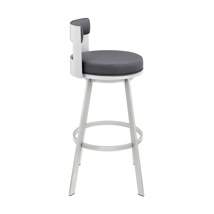 Lynof - Swivel Bar Stool - Brushed Stainless Steel Finish
