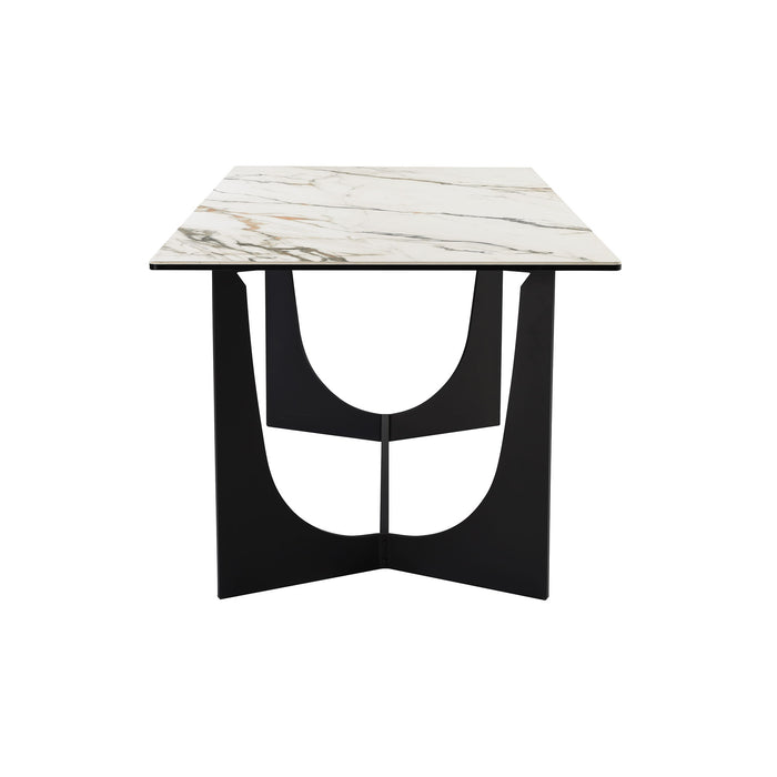 Esme - Dining Table Stone And Metal - Gray / Black