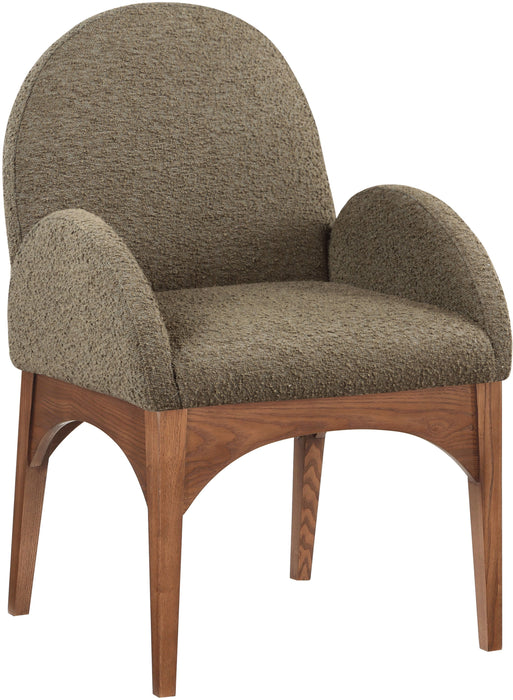 Waldorf - Boucle Dining Arm Chair With Brown Legs