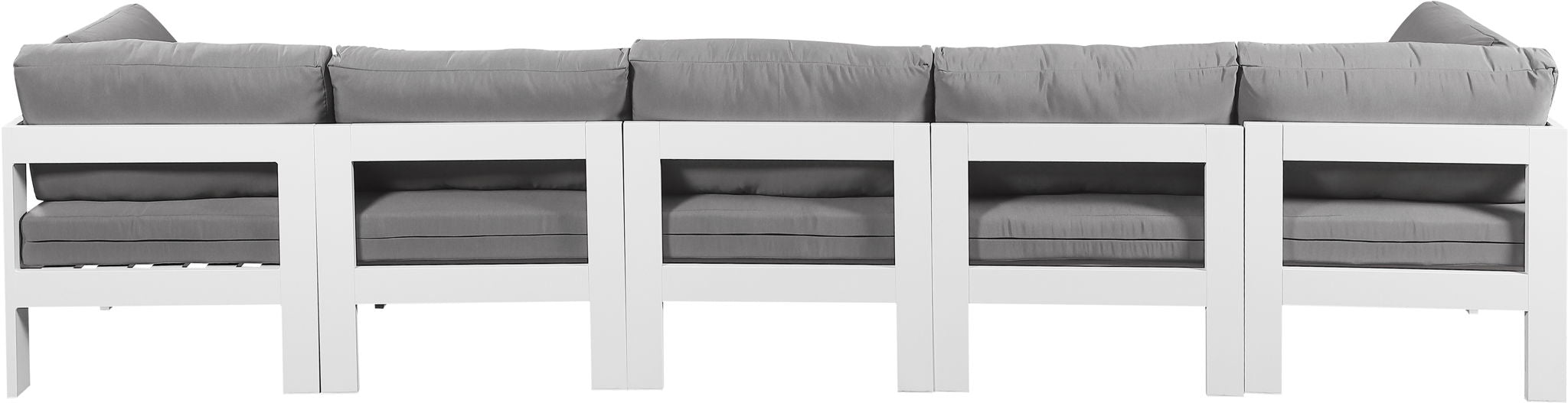 Nizuc - Outdoor Patio 5 Seat Modular Sofa With White Frame