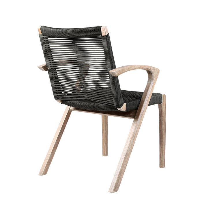 Brielle - Outdoor Light Eucalyptus Wood And Charcoal Rope Dining Chairs - (Set Of 2)