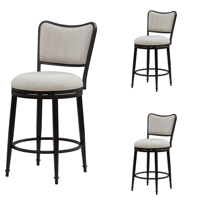 Baxter - Steel Frame Fabric Upholstered Swivel Counter Height Barstool