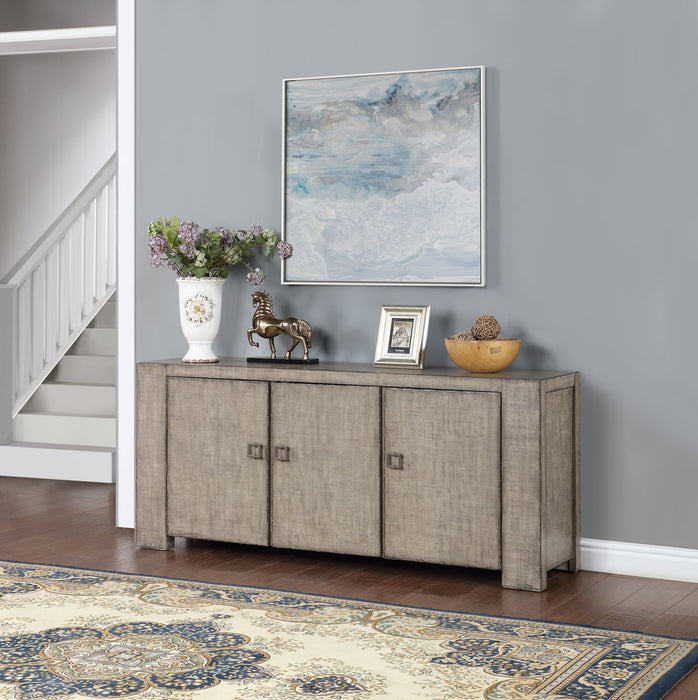 Malcolm - Three Door Credenza - Valley Forge Weathered Gray