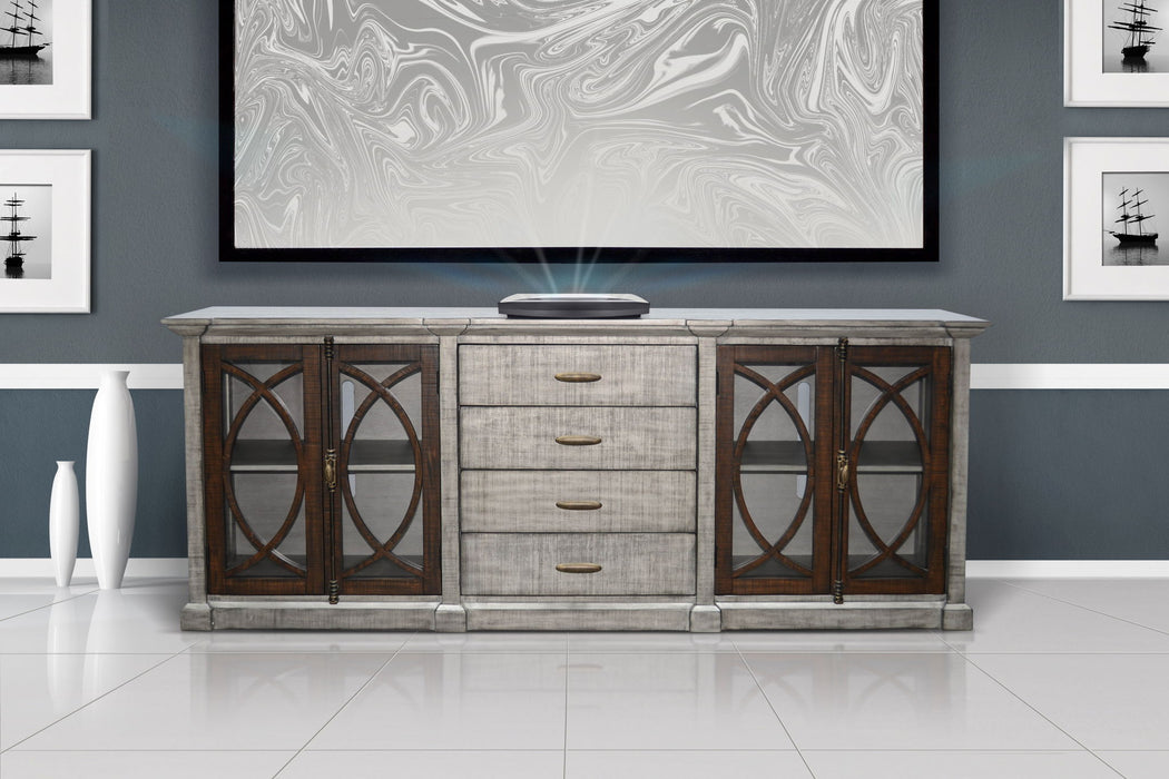 Homestead Hills - Media Console Long - Tobacco Leaf / Alpine Gray