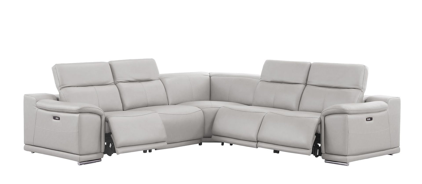 2679 - 5-Piece L-Shaped Power Reclining Sectional In Genuine Leather (3 Recliners)