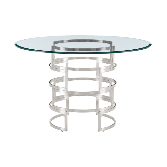 Diaz - Contemporary Round Dining Table - Silver