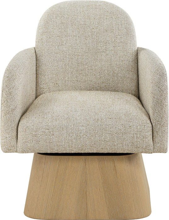 Marlowe - Linen Textured Fabric Upholstered Swivel Accent Chair - Stained Natural