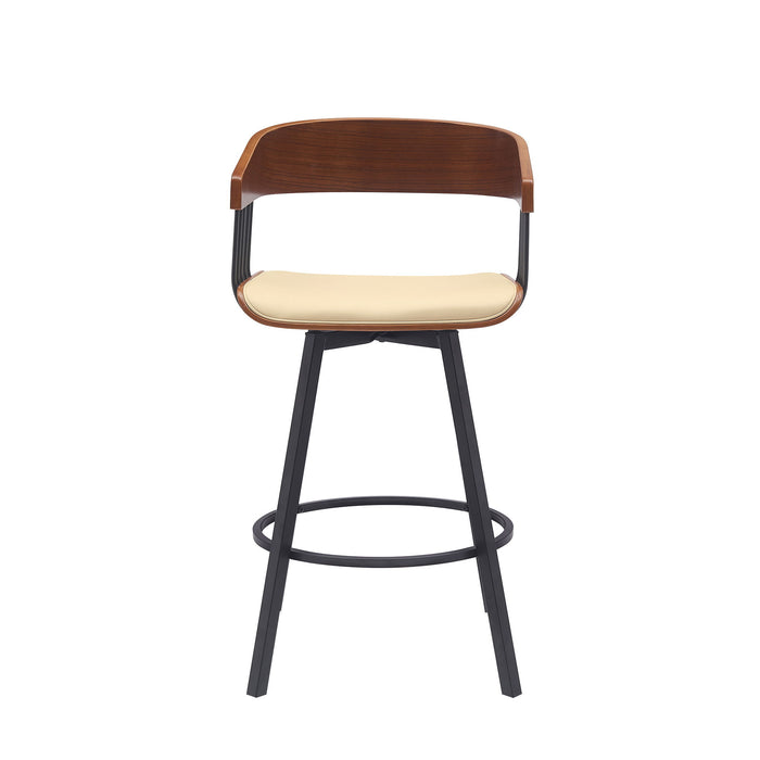 Athena - Swivel Walnut Metal Stool