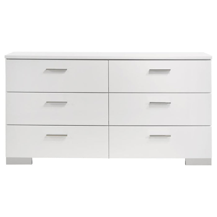 Felicity - 6-Drawer Dresser - White High Gloss