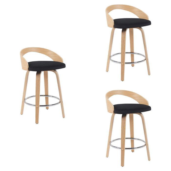 Sonia - Modern Swivel Counter Height Bar Stool - Patterned Oak Wood Finish