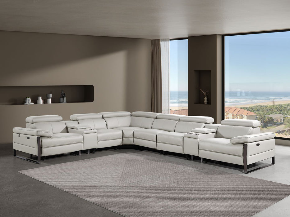 1246 - 8-Piece L-Shaped Modular Power Reclining Sectional With 3 Power Recliners And Power Headrests