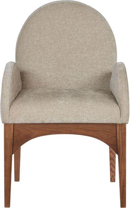 Waldorf - Chenille Dining Arm Chair With Brown Legs