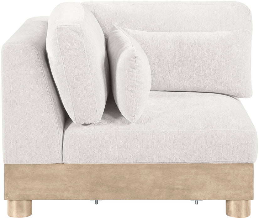 Turin - Chenille Fabric Upholstered Modular Corner Chair - Natural Base