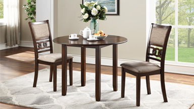 Gia - 3 Piece Dining Set (Dining Drop Leaf Table & 2 Chairs) - Cherry