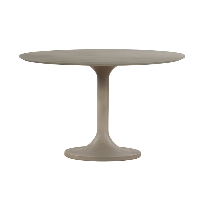 Pippa - Metal Tulip Round Dining Table - Medium Gray Concrete