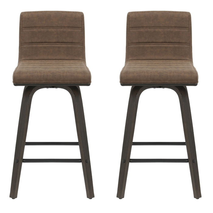 Vienna - 35.5" Swivel Counter Height Square Back Wood Bar Stool With Faux Leather Seat