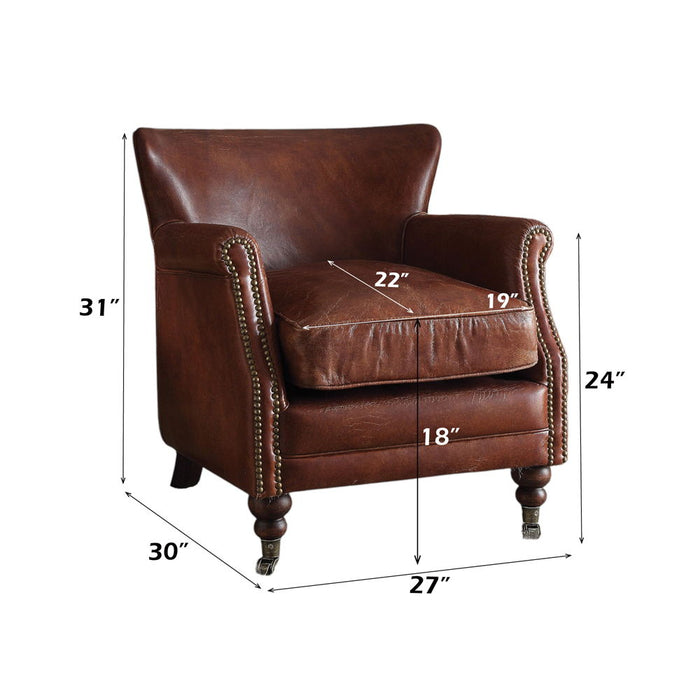 Leeds - Accent Chair - Vintage Dark Brown Top Grain Leather