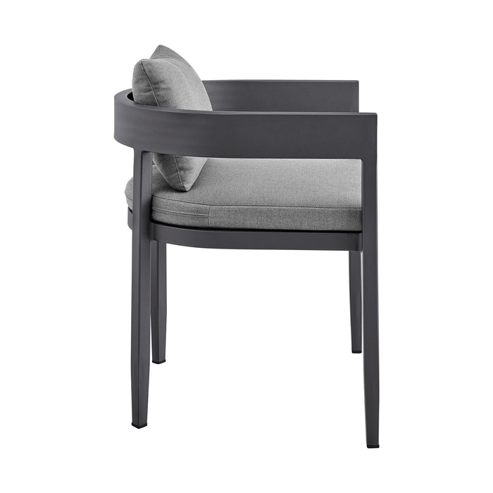 Menorca - Outdoor Patio 5-Piece Dining Table Set In Aluminum With Gray Cushions