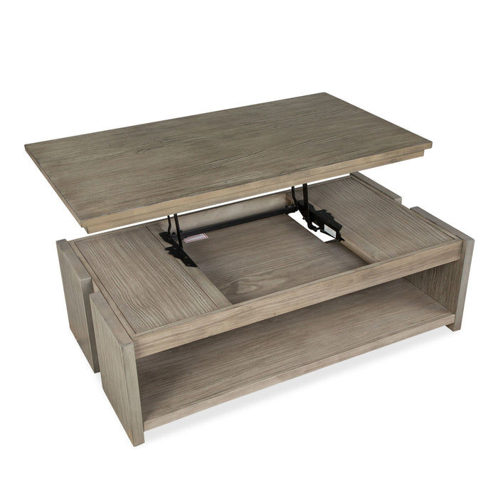 Conrad - Rectangular Lift Top Storage Cocktail Table With Casters - Stone Harbor Gray