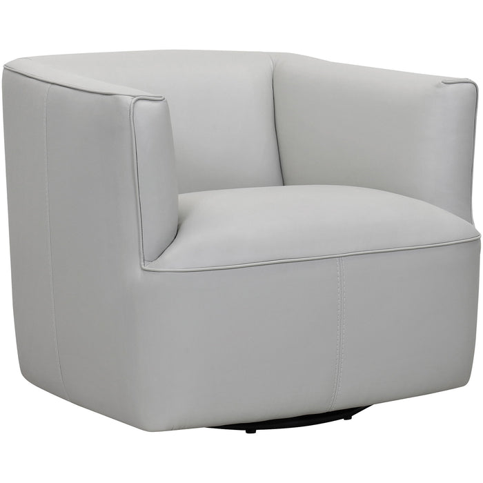 Whitney - Swivel Genuine Leather Barrel Chair - Dove Gray