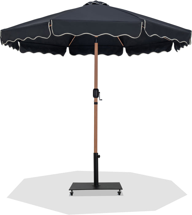 black vs light patio umbrella Amalfi Fabric with Piping / Aluminum Patio Umbrella with Base Sets