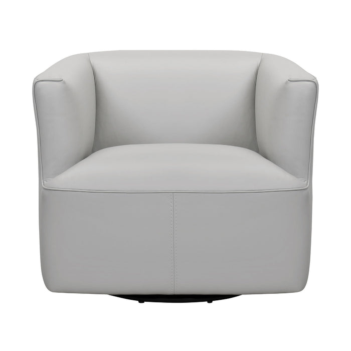 Whitney - Swivel Genuine Leather Barrel Chair - Dove Gray