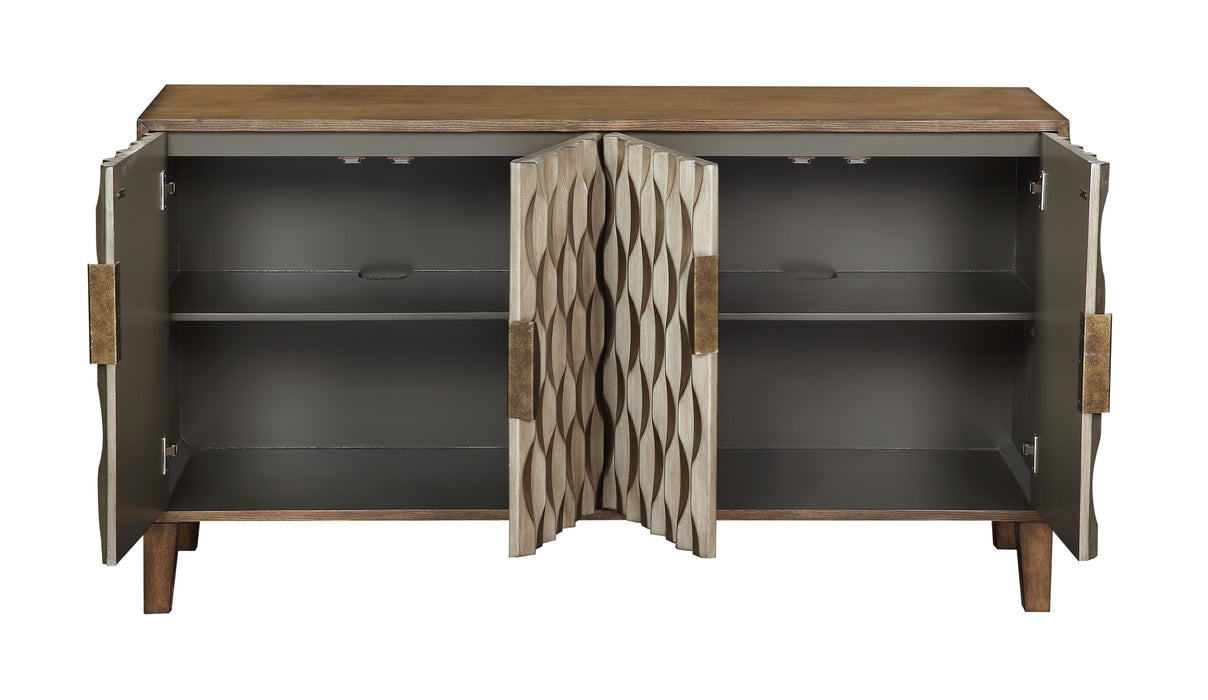 Perry - Four Door Credenza - Fossil Brown / Metallic