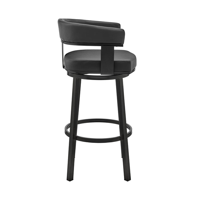 Lorin - 26" Counter Height Swivel Bar Stool - Black Finish And Faux Leather