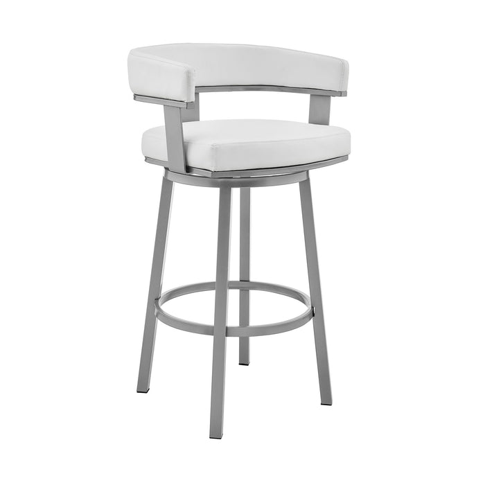 Lorin - 26" Counter Height Swivel Bar Stool - Silver Finish With Faux Leather