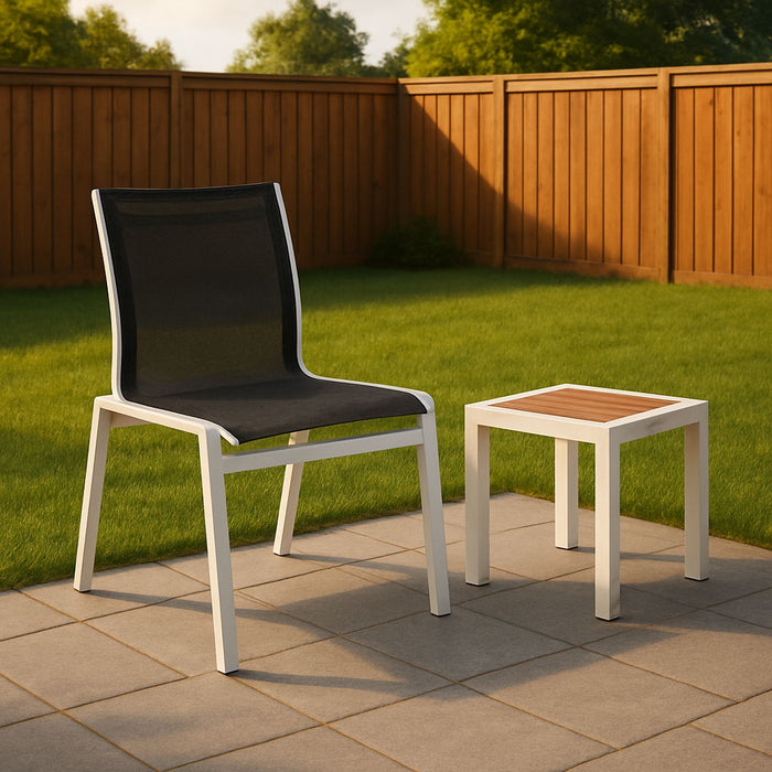 Nizuc - Outdoor Patio Dining Chair With White Frame (Set of 2)