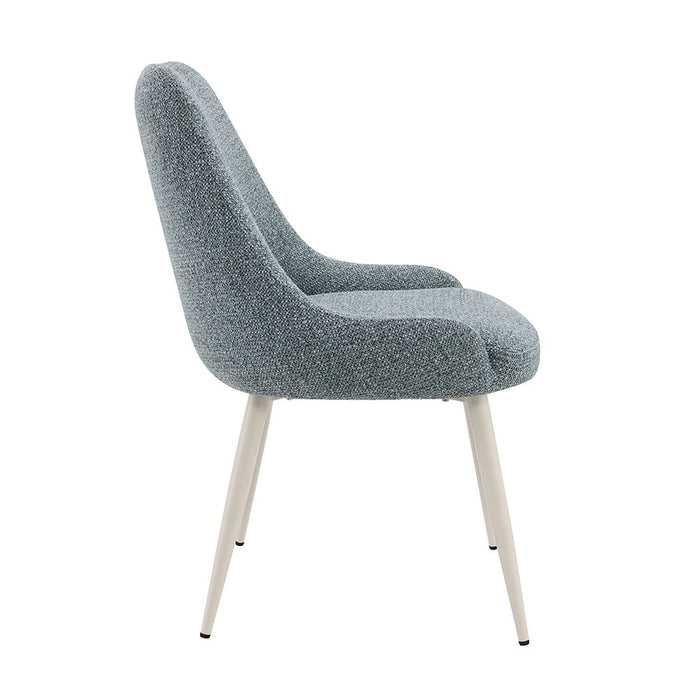 Laela - Side Chair (Set of 2) - Light Blue Boucle & White