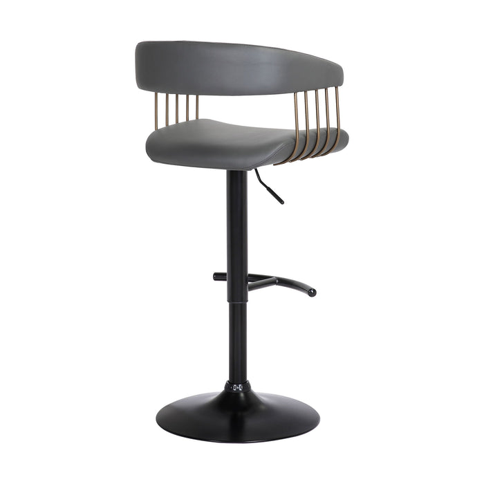 Calista - Adjustable Bar Stool - Grey / Golden Bronze