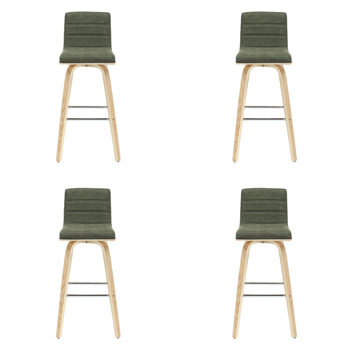 Vienna - 39.5" Swivel Bar Height Square Back Wood Bar Stool With Faux Leather Seat