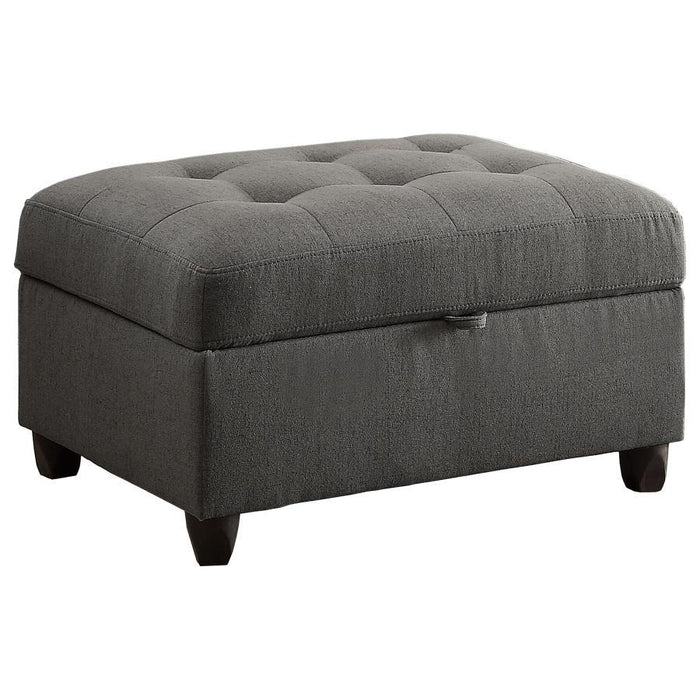 Stonenesse - Upholstered Tufted Sectional With Storage Ottoman - Gray