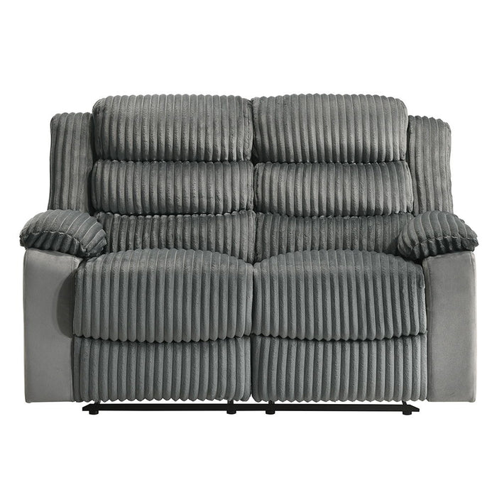 Lesley - Motion Loveseat - Gray Corduroy & Velvet