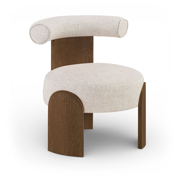 Calder - Linen Textured Fabric Upholstered Accent Chair - Painted Brown Base