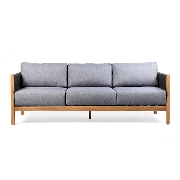 Sienna - Outdoor Eucalyptus Sofa With Cushions - Teak / Gray