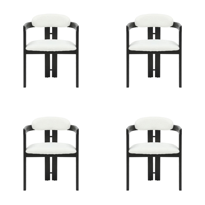 Jazmin - Curved Back Wood Dining Chair With Boucle Fabric Seat Set
