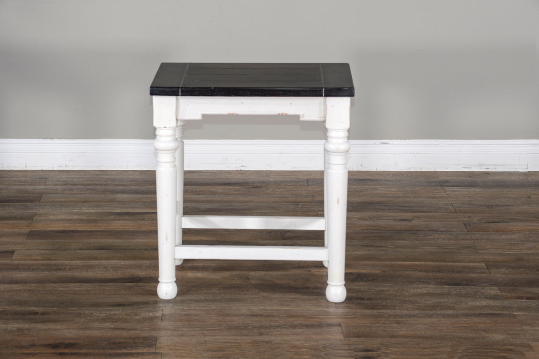 Carriage House - Stool Wih Wood Seat - White / Dark Brown